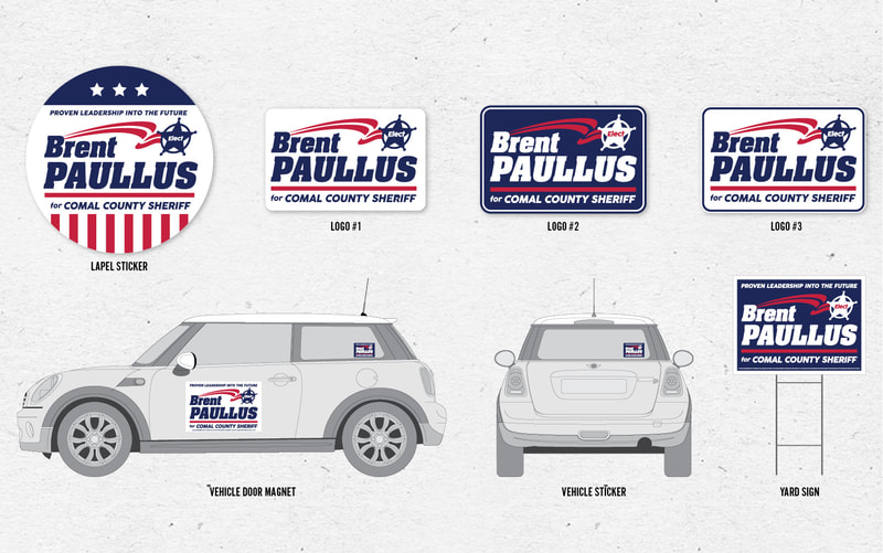 Brent Paullus for Comal County Sheriff decals, yard signs and vehicle magnets.